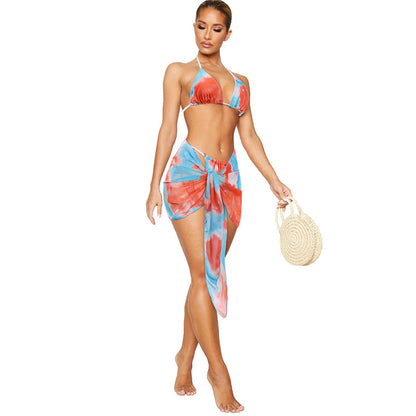 Women's Sexy 3-Piece Tie-Dye Bikini Set