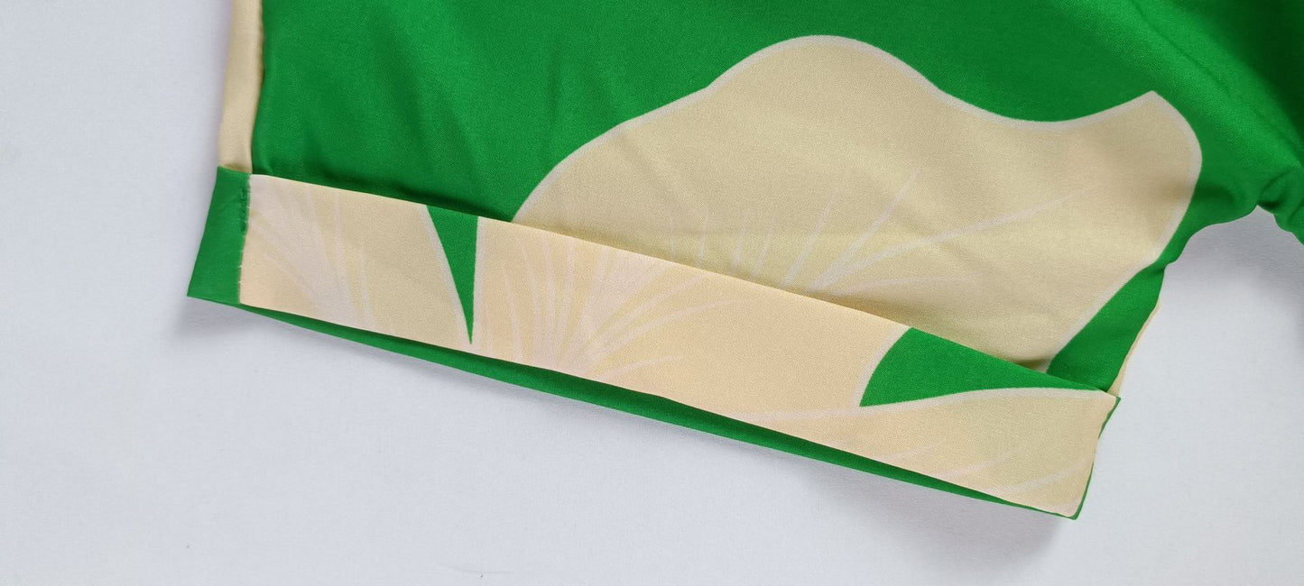 Women's Summer Printed Blouse Dress-Short Sleeve Lapel Dress