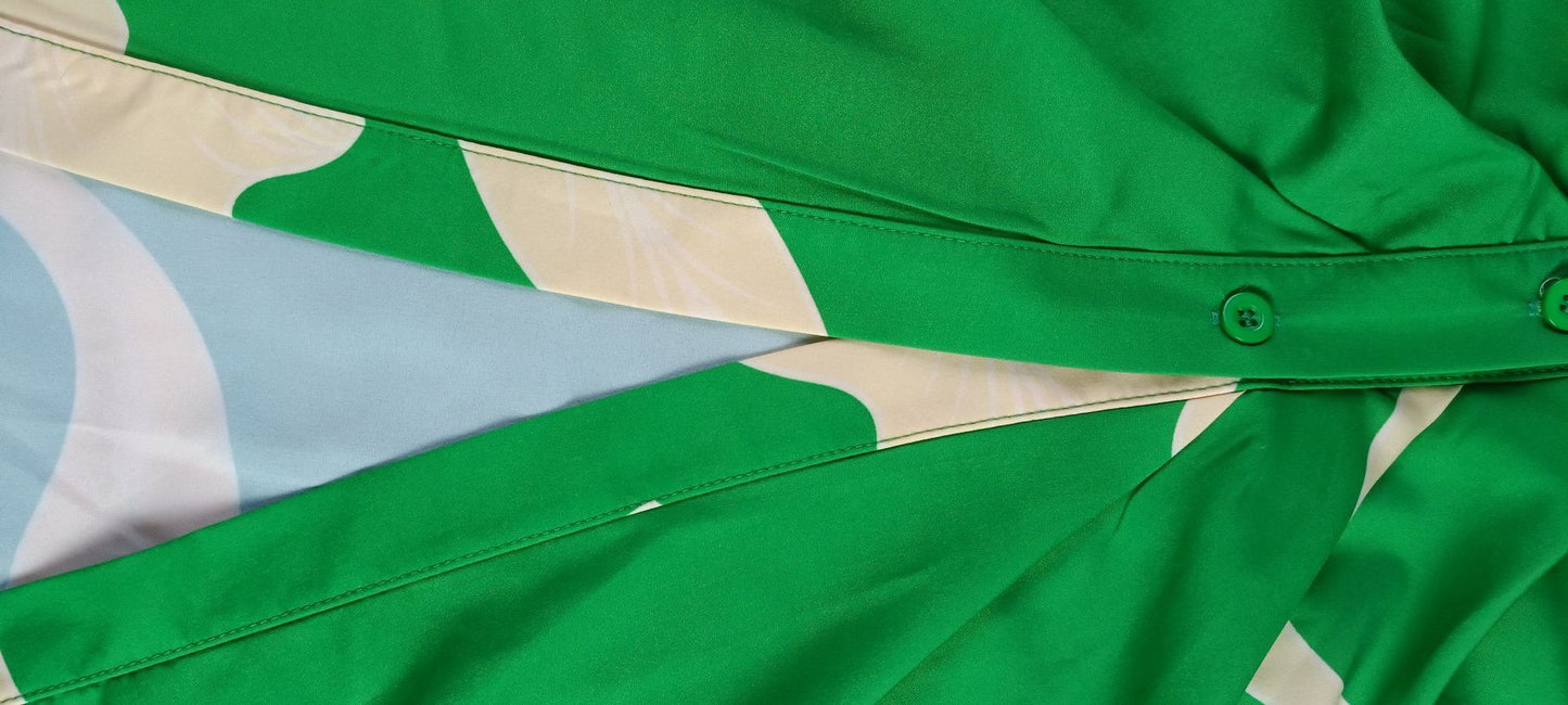 Women's Summer Printed Blouse Dress-Short Sleeve Lapel Dress