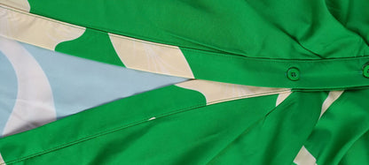 Women's Summer Printed Blouse Dress-Short Sleeve Lapel Dress